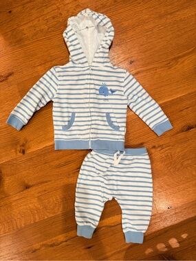 EARTH NYMPH | Whale Striped Zip Up Hoodie and Joggers Set